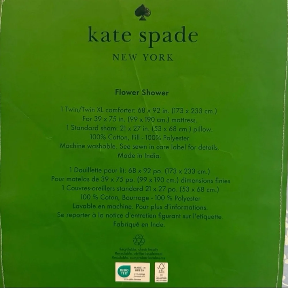 ⚡️Kate Spade Twin XL "Flower Shower" Comforter Set - Picture 3 of 5